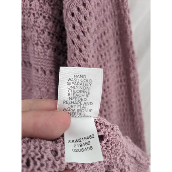J.Jill Loose Knit Sweater Petite Medium Mauve‎ Oversized Cutout Textured Relaxed - Picture 5 of 10
